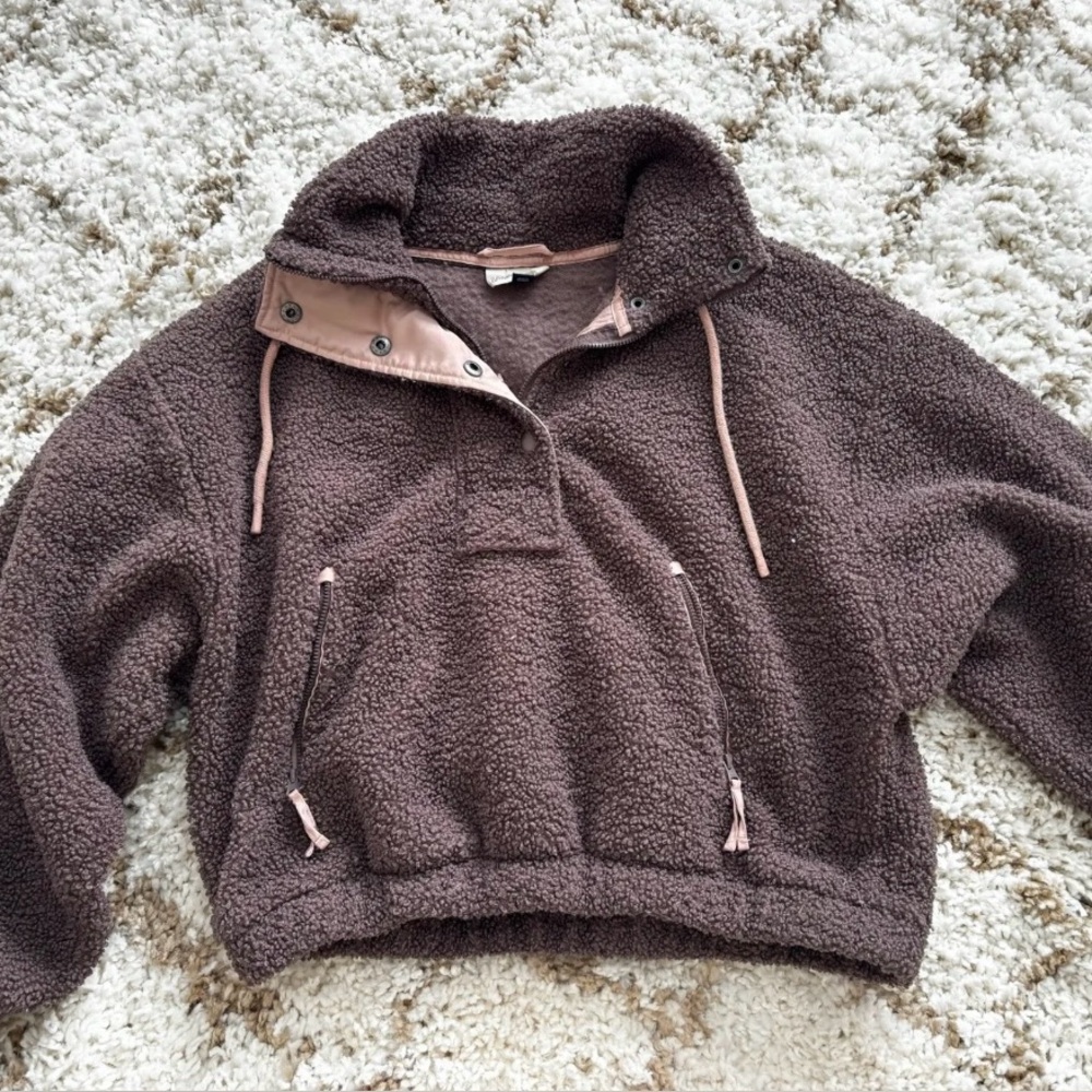 Universal Thread Brown Sherpa Hoodie with Pink Trim